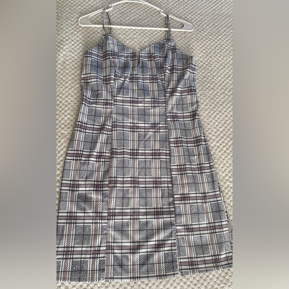 New plaid split hem cami dress